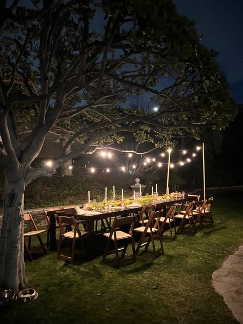 Dinner Party Outside Aesthetic, Birthday Party Dinner Decorations, Birthday Party Intimate, Birthday Decorations Garden Party, 19 Birthday Party Decorations, Outside Birthday Dinner Ideas, Outdoor Birthday Dinner Ideas, Backyard Patio Birthday Party, Lawn Dinner Party