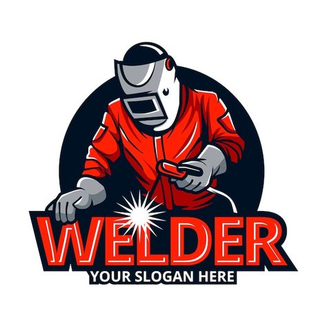 Welder logo template with details Free V... | Free Vector #Freepik #freevector #welder-logo #logo-templates #business-logo #company-logo Welder Logo, Welding Logo, Company Badge, Welder Shirts, Logo Circular, Welding Design, Fabrication Work, Hipster Logo, Welding And Fabrication