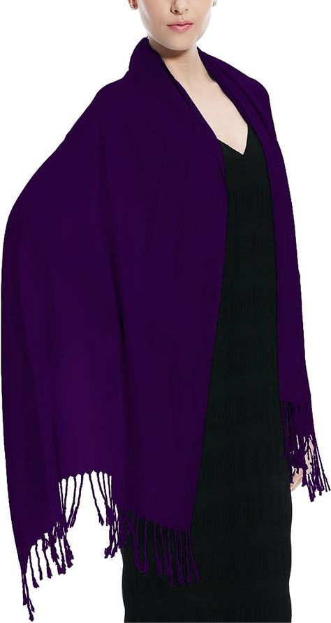 Women Large Soft Silky Pashmina Shawl Wrap Scarf in Plain Solid Colors (Dark Purple) at Amazon Women’s Clothing store Wedding Evening Party, Hijab Wear, Wedding Scarf, Purple Scarf, Purple Scarves, Pink Solid, Wrap Scarf, Pashmina Shawl, Pashmina Scarf