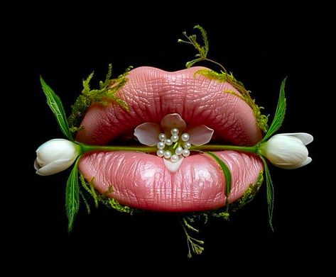 Nature And Women, Flower Lips, Lips Painting, Make Up Eyes, Lips Art, Hell Girl, Portraits Photography, Prop Styling, Good Posture