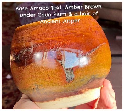 Amaco Potters Choice Glaze Combinations Iron Yellow, Orange Pottery Glazes, Textured Amber Glaze Combinations, Textured Amber Brown Glaze Combinations, Orange Glaze Combinations, Chum Plum Glaze Combinations, Laguna Clay, Ceramic Glazing, Glaze Colors