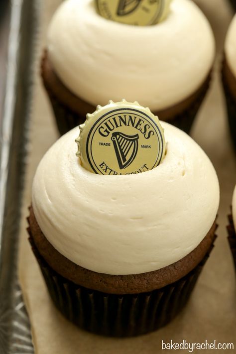 Guiness Themed Party, Chocolate Guinness Cupcakes, Baileys Irish Cream Cheese Frosting, Baileys Cupcakes With Cake Mix Recipe, Guinness Cupcakes Baileys Frosting, Guiness Cupcakes Easy, Baileys Icing Recipe, Baileys Cupcakes Recipe, Guiness Cupcakes