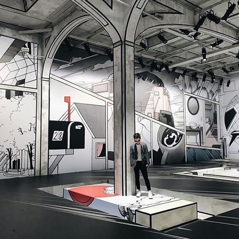 Rem Koolhaas, 2d Room, Sharpie Art, Space Interiors, Comic Book Style, Black And White Prints, Black And White Drawing, Exhibition Space, Museum Exhibition