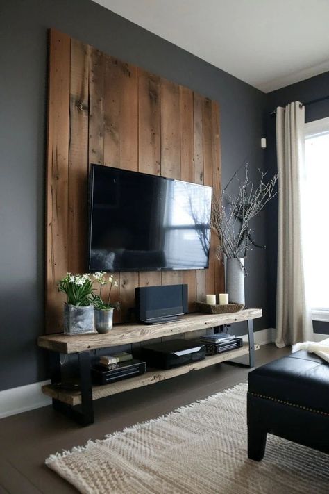 Decorating Around A Tv, How To Decorate Around A Tv, Accent Walls In Living Room, Tv Wall Design, Diy Decor Ideas, Home Diy Decor, Home Design Living Room, Living Room Tv Wall, Living Room Remodel