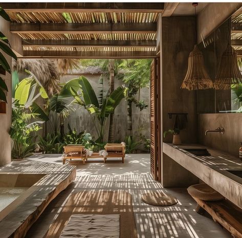 Tropical Houses Interior, Bali Lifestyle, Wabi Sabi House, Bali Style Home, Tropical Interiors, Tropical Interior Design, Modern Tropical House, Wooden House Design, Tropical Interior