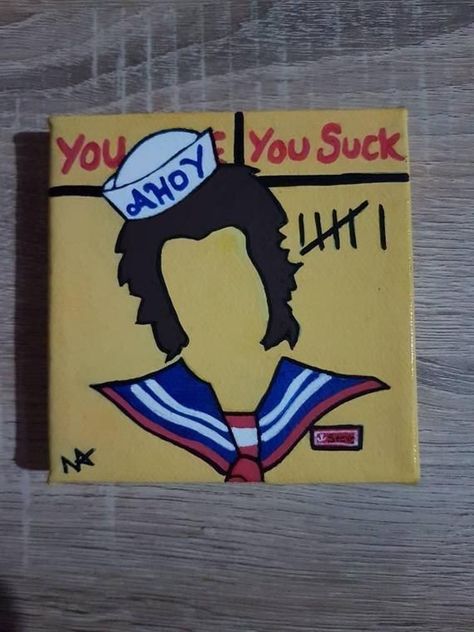 Stranger Things Canvas, Aesthetics Painting, Steve Harrington Stranger Things, Tears Art, Stranger Things Poster, Stranger Things Season 3, Stranger Things Steve, Homemade Art, Stranger Things Art