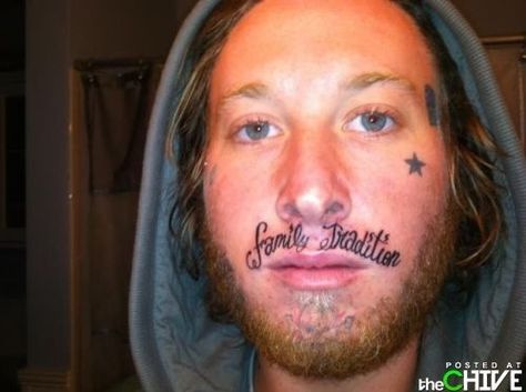 face tattoo fail Bad Face Tattoos, Worst Tattoos Ever, Tattoos Gone Wrong, Tattoos About Mom, Tattoo Mistakes, Tattoos With Deep Meaning, Terrible Tattoos, Tattoos Cross, Tattoos For Moms With Kids