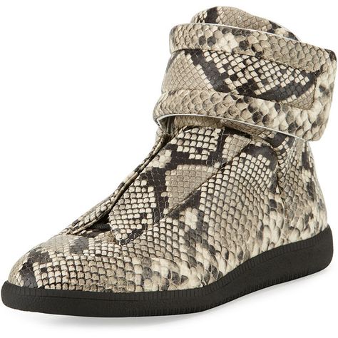 Maison Margiela Future Men's Python-Embossed Leather High-Top Sneaker ($1,195) ❤ liked on Polyvore featuring men's fashion, men's shoes, men's sneakers, men's shoes sneakers, multi, mens lace up shoes, mens shoes, mens python shoes, mens hi top shoes and mens leather sneakers Margiela Future, Maison Martin Margiela Shoes, Mens High Top Shoes, Men's High Top Sneakers, Hightop Sneakers, Margiela Shoes, Avant Garde Fashion, Leather High Tops, Martin Margiela