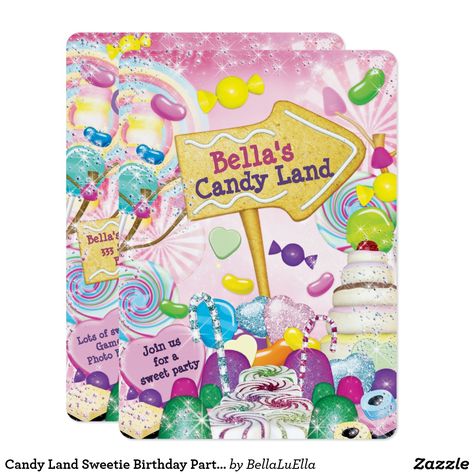 Sweetie Birthday, Candy Land Birthday Party Ideas, Candyland Invitations, Candy Land Birthday, Cupcake Invitations, Candy Theme Birthday Party, Candy Land Birthday Party, 12 Birthday, Candy Birthday Party