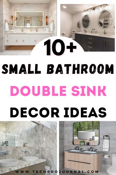 I'm all about maximizing style and function with double sink decor ideas for small bathrooms. From sleek storage solutions to stylish sink designs, these double sink decor ideas make the most of every inch while keeping the space elegant and organized. Double Sink Decor Ideas, Bathroom Double Sink Decor, Double Sink Decor, Double Sink Vanity Decor, 2 Sink Bathroom Ideas, Small Double Vanity Bathroom, Small Bathroom Double Vanity, Bathroom Double Vanity Ideas Master Bath, Small Double Vanity