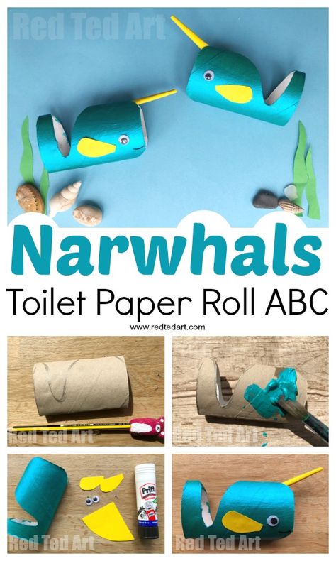 Toilet Paper Roll Narwhal Craft! Such a cute crafts for preschoolers or kindergartners to make during an ocean theme or this summer! #oceantheme #summerfun #narwhalcraft Narwhal Craft, Animals List, Abc Animals, Craft For Preschool, Craft Letters, Animals Preschool, Alphabet Animals, Abc Crafts, Roll Craft