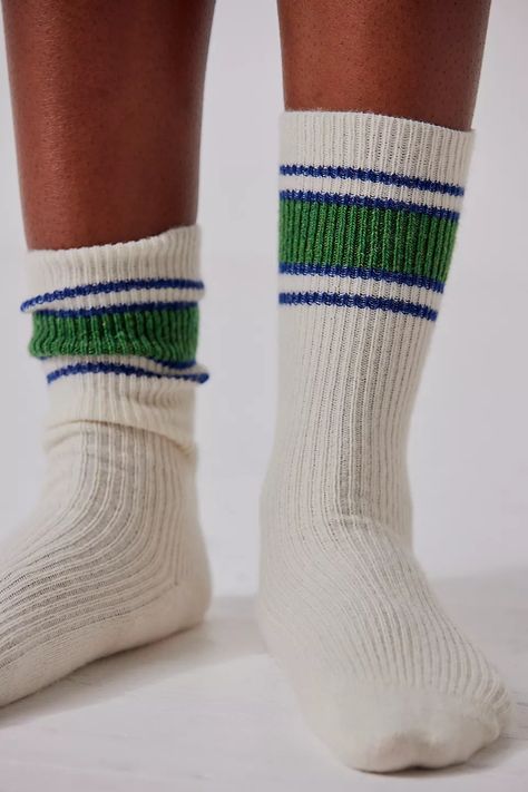 Crew Socks Outfit, Socks Photography, Socks Aesthetic, Tennis Socks, Recycled Cashmere, Cashmere Socks, Striped Tights, Sock Outfits, Red Hook