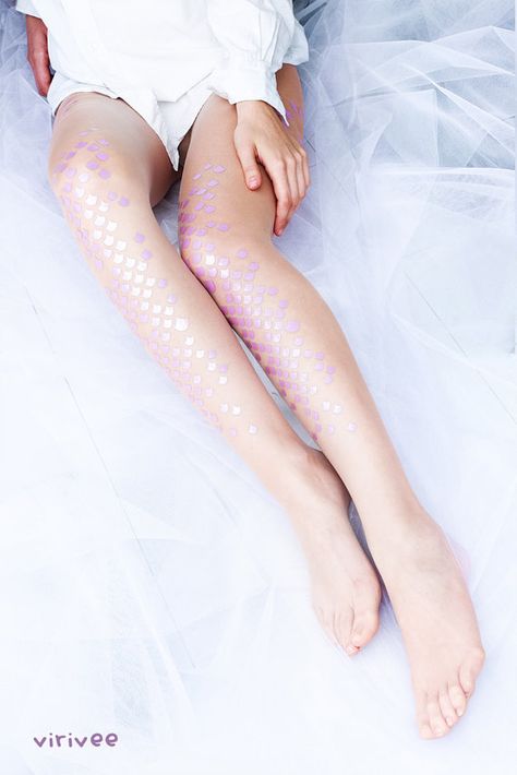 CRAFTY MERMAID FAIRY ARTISTS Pink mermaid tights / invisible tights / mermaid scale by virivee Mermaid Tights, Real Life Mermaids, Tattoo Tights, Mermaid Parade, Nude Tights, Mermaid Accessories, Mermaid Leggings, Plus Size Tights, Fish Scale Pattern