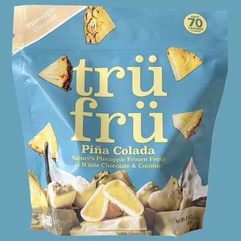 Pineapple Calories, Pina Colada Pineapple, Tru Fru, White Chocolate Coconut, Snack Brands, Chocolate Covered Fruit, Healthy Turkey, Frozen Fruits, Frozen Pineapple