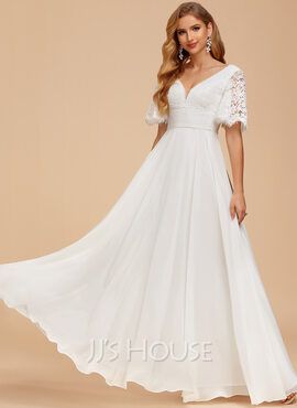 Scoop Wedding Dress, 2nd Wedding Dresses, Outdoor Wedding Dress, Elegant Bridal Gown, Floor Length Wedding Dress, Wedding Dress Flowy, Bow Wedding Dress, Ruffle Wedding Dress, Chiffon Wedding Dress