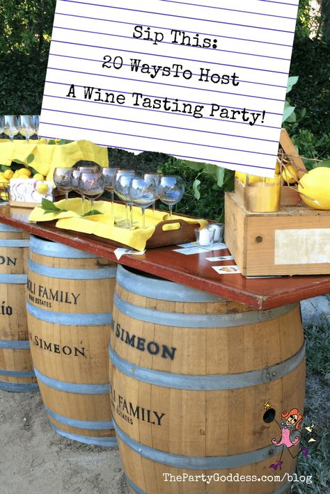 Everything you need to know to host an at-home wine tasting party! | The Party Goddess! #wine #eventplanning #winetasting #partyplanning Diy Wine Tasting Party, Hosting A Wine Tasting Party, Wine Tasting Birthday Party, Wine Party Decorations, Wine Pairing Party, Wine Party Theme, Blind Wine Tasting, Wine Cheese Pairing, Wine And Cheese Party