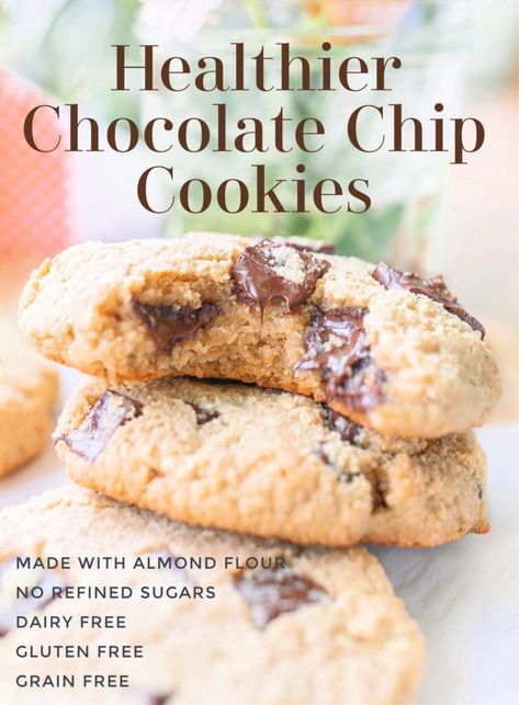 Almond Flour Chocolate Chip Cookies | A Healthier Cookie - Simply Taralynn | Food & Lifestyle Blog Cookies Made With Almond Flour, Almond Flour Chocolate Chip, Paleo Easy, Almond Flour Recipes Cookies, Almond Flour Chocolate Chip Cookies, Healthy Flour, Healthy Chocolate Chip Cookies, Almond Flour Cookies, Simply Taralynn