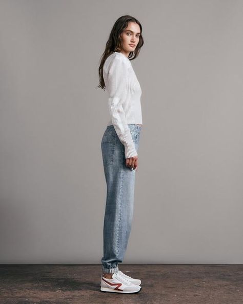 Miramar Jogger Sweatpants, Printed to Look like Denim Jeans White Long Sleeve Outfit, Cuffed Jeans Outfit, Denim Sweatpants, Long Sleeve Outfits, Feeling Nothing, Cuffed Jeans, Rag And Bone, Sneakers Outfit, Jogger Sweatpants