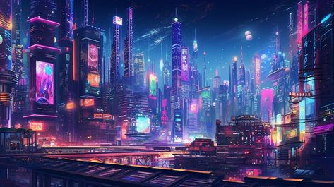 Neon Cyberpunk Aesthetic, Futuristic City Utopia, Alien Princess, Learning Photoshop, Neon Cyberpunk, Sci Fi Wallpaper, Quilt Blocks Easy, Mina Ashido, Anime City