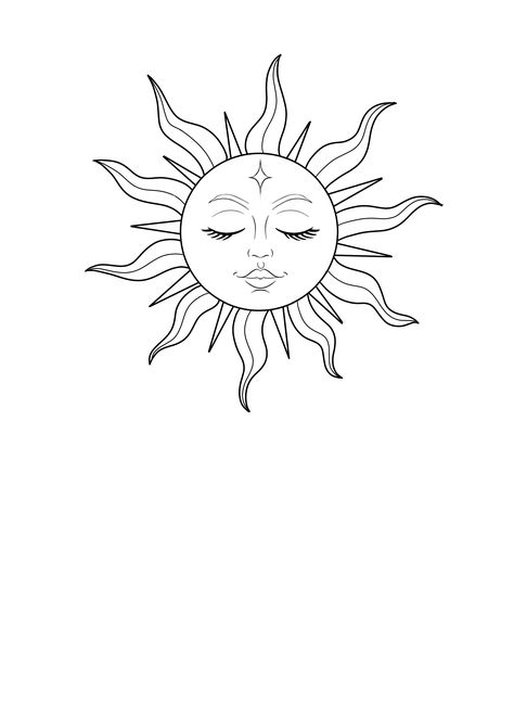 The Sun Tarot Card Drawing, Sun Tattoo Stencil, Tattoo Klein, Moon Sun Tattoo, The Sun Tarot Card, Hourglass Tattoo, The Sun Tarot, Pretty Tattoos For Women, Sun Tattoo