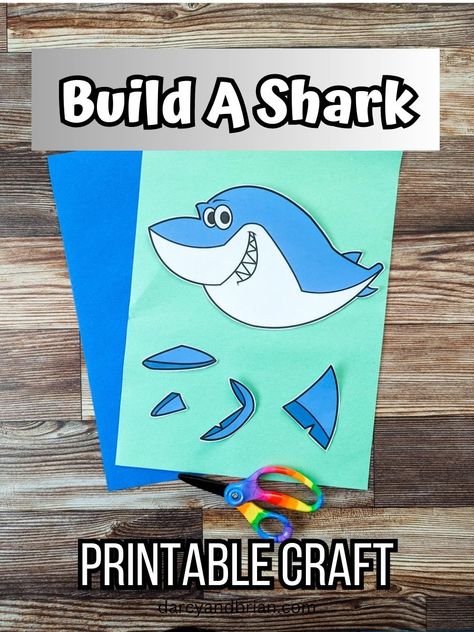 Shark Activities For Kindergarten, Build A Shark, Shark Activities For Preschool Learning Ocean Themes, Shark Learning Activities For Kids, Build A Shark Printable, Shark Lady Book Activities, Shark Research, Kids Fathers Day Crafts, Shark Craft