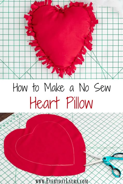 Sew Heart Pillow, Sew Heart, Heart Shaped Pillow, February Crafts, Easy Valentine Crafts, Diy Valentine's Day Decorations, Heart Pillows, Valentines Pillows, Diy Valentines Decorations