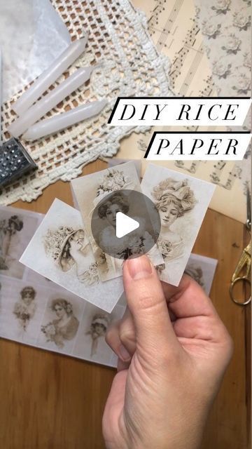 Blossom Paper Art on Instagram: "⭐️ SUPER EASY RICE PAPER TUTORIAL! ✨Transform your printables into rice papers with this easy technique! Use these vintage women images for junk journal decorations, tags, or any creative project you can imagine ✂️ This printable is FREE for Premium Members on Ko-fi! 🤩  😃 Find the link in Bio 👆 . #easytutorial #papercraftingaddict #ricepaper #diy #crafttutorial #printable #imprimibles #junkjournalideas #journalingideas #junkjournalvintage #vintageimages #digitaldownload #diytutorial #diyembellishments" Stencil Paper Art, Rice Paper Art Diy, Free Rice Paper Printables, Paper Clay Art Projects, Rice Paper Crafts Art Projects, Printing On Rice Paper For Decoupage, Transfer Paper Ideas, Faux Rice Paper Projects, Paper Embellishments Diy