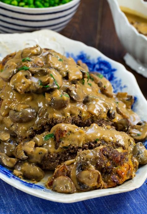 Meatloaf And Mushroom Gravy, Meatloaf With Mushrooms Recipes, Mushroom Gravy Meatloaf, Meatloaf Recipes Brown Gravy, Meatloaf With Mushroom Gravy, Gravy For Meatloaf, Meatloaf With Brown Gravy, Meatloaf With Mushrooms, Meatloaf Gravy