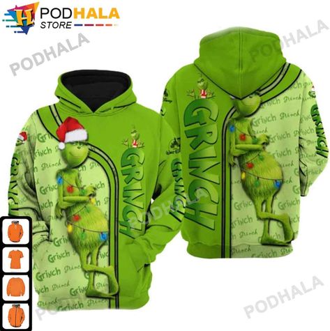 Top 20 Best Grinch Gifts - Christmas Hoodie 3D For The Whole Family In This Christmas Grinch Hoodie, Grinch Costumes, Disney Hoodies, Christmas Hoodie, Green Hoodie, Grinch Christmas, The Grinch, Anime Hoodie, Christmas Hoodies