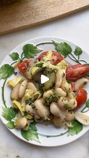 Rita Kokshanian Mashkova on Instagram: "An effortlessly delicious salad with @eatsimpli gigante beans, tomatoes, artichoke hearts, and a lemony vinaigrette!  A bean salad is one of my favorite things to have in the fridge for a quick, delicious meal or hearty side dish, and these creamy, buttery gigantes from @eatsimpli – which are regenerative organic certified! – are just so good. These heirloom gigantes are from Greece, so I wanted to create a fresh, vibrant, and simple recipe inspired by Greek cuisine. Cooking the beans low and slow with lots of aromatics brings out their melt-in-your-mouth texture, and making the salad while the beans are still warm helps to meld all the flavors together. It’s the perfect late summer meal – just add crusty bread with olive oil for dipping and maybe ev Lemony Vinaigrette, Gigante Beans, Bread With Olive Oil, Summer Meal, Artichoke Hearts, Bean Salad, Crusty Bread, Simple Recipe, Delicious Salads