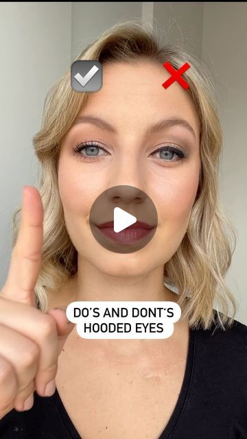 Michèle Clausen on Instagram: "HOODED EYES Do‘s ✔️and Dont’s❌   Here my 3 top tips for Hooded Eyes:   1. MATTE vs SHIMMER EYESHADOW:  I always recommend using Shimmer Eyeshadow only on the eyelid. If you apply Shimmer Eyeshadow on the brow bone & eye crease this will draw even more attention to the hooded part.  2. TIGHTLINE vs EYELINER: A thick eyeliner will visually take away space on the eyelid. With the tightline techinique you will still get the contrast but no space from the eye lid is needed.   3. CURL LASHES vs NO CURL:  If you curl your lashed before mascara this will give you an extra lift. Lashes are so important for an enhanced hooded eye look, so let‘s make them wow!  Products: @bobbibrown  •Bronzing Powder Golden Light •Matte Eyeshadow Shell •Smokey Eye Mascara •Long Wear Ge Hooded Eye Natural Makeup Looks, Hooded Eye Makeup Placement, Fall Makeup Looks Hooded Eyes, Old Hooded Eye Makeup, Hooded Eye Makeup With Glasses, Hooded Eye Everyday Makeup, Aging Eye Makeup, Hooded Eyes Eyeshadow Looks, Heavy Eyelid Makeup