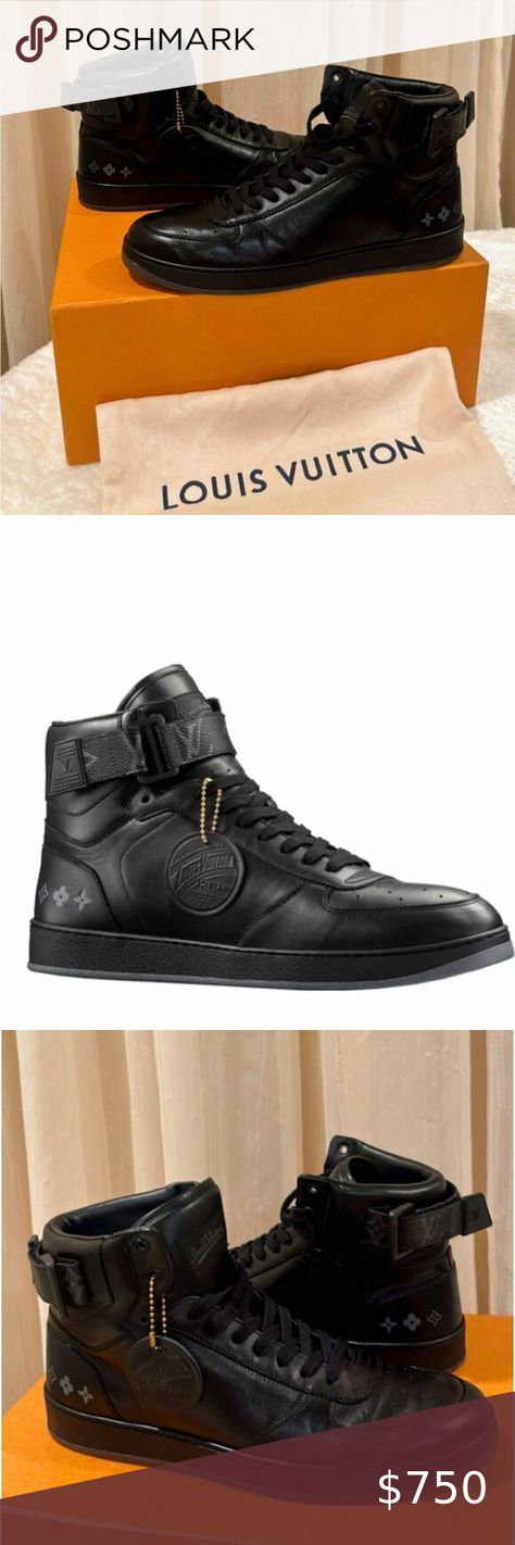 % Authentic Louis Vuitton Rivoli Sneaker Boot Calfskin Monogram Eclipse✨ Black Picture, Authentic Louis Vuitton, Sneaker Boots, Calf Skin, Dust Bag, In Italy, Louis Vuitton, Monogram, Italy