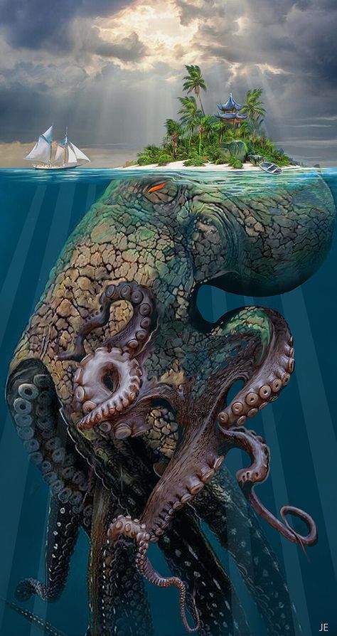 Sea Monsters Drawing, Sea Creatures Art, Surealism Art, Wild Animal Wallpaper, Monster Drawing, Creatures Art, Octopus Tattoo, Octopus Art, Sea Monsters