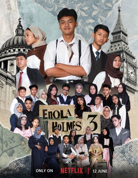 was made our class creativity page in yearbook with enola holmes theme. Yearbook Class Pages, Creative Yearbook Pages, Cover Majalah Aesthetic, Yearbook Themes High School, Yearbook Page Ideas Highschool, Yearbook Themes Photoshoot, Senior Page Yearbook Ideas, Enola Holmes Poster, Netflix Yearbook Theme