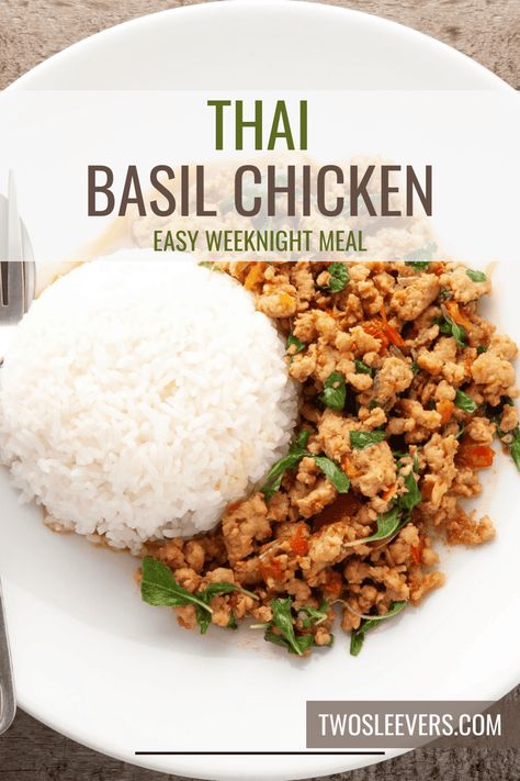 Asian Basil Chicken, Thai Basil Chicken Crockpot, Creamy Thai Basil Chicken, Recipes With Basil Leaves And Chicken, Easy Thai Chicken Recipes, Pad Kra Pow Recipe Thai Basil Chicken, Spiced Coconut Basil Chicken, Recipes Using Thai Basil, Keto Thai Recipes