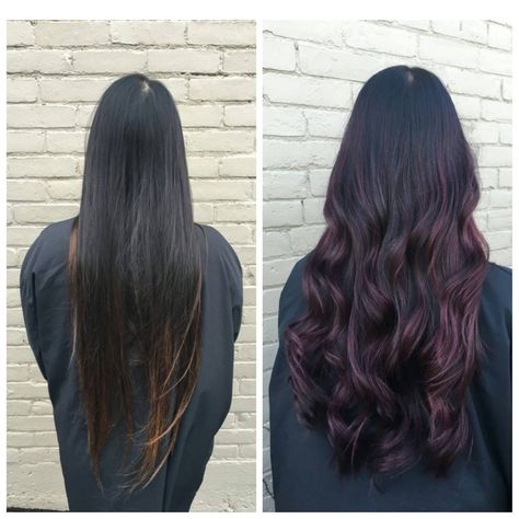 Purple-burgundy balayage ♡ Mahogany Balayage Hair, Burgundy Balayage, Black Hair Balayage, Hair Color Burgundy, Lilac Hair, Purple Burgundy, Burgundy Hair, Hair Shades, Short Natural Hair Styles