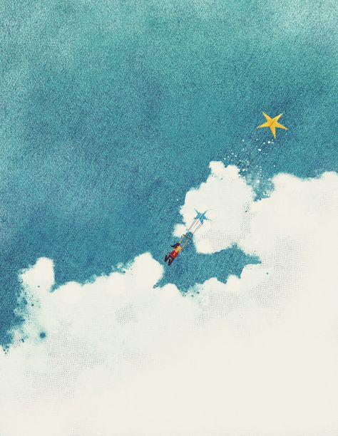 Kiting Story Reading, Dream Illustration, Designing Tips, Sky Illustration, 동화 삽화, Star Illustration, Lens Logo, Star Cloud, Illustration Ideas