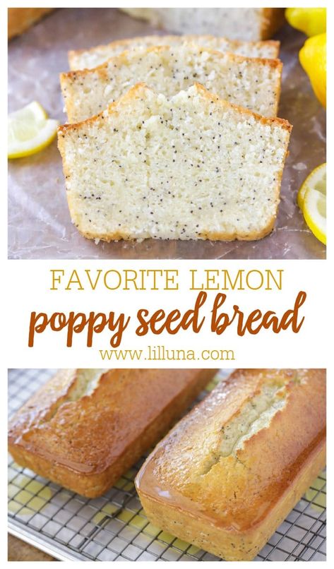 Poppyseed Bread, Lemon Poppy Seed Loaf, Lemon Poppy Seed Bread, Seeded Bread Recipes, Lemon Poppyseed Pancakes, Poppy Seed Bread, Lemon Treats, Lemon Poppyseed Bread, Bread Puddings