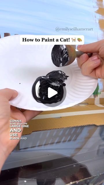 Emily Seilhamer on Instagram: "[clip] How to paint a cat 🎨🐈 #beginner #tipsandtricks #easypainting #cats #beginnerfriendly" Simple Cat Painting Ideas, Easy Cat Paintings For Beginners, How To Paint A Cat, Easy Cat Painting, Cat Painting Easy, Cat Portrait Painting, Black Cat Painting, Simple Acrylic Paintings, Step By Step Painting