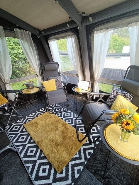 (20+) Facebook Caravan Set Up Ideas, Caravan Awning Ideas, Caravan Awning Interior, Caravan Interior Makeover, Lofted Cabin, Berea Ky, Caravan Living, Beach Hacks Tips And Tricks, Caravan Decor