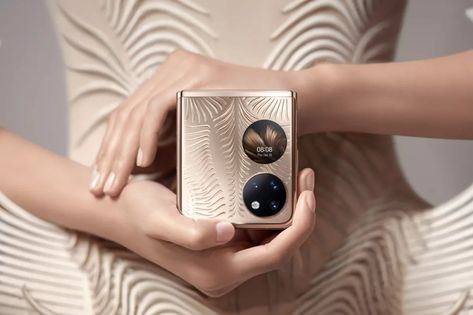 Huawei turns up the bling for P50 Pocket folding smartphone Smartphone Store, Huawei P50, Amazing Technology, Iris Van Herpen, Fingerprint Reader, Flip Phones, Mobile Technology, Phone Ring, Fingerprint