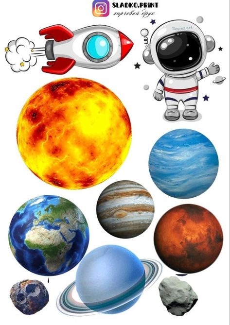 Solar System Cake Topper Printable, Planet Cake Topper Printable, Astronaut Cake Topper Printable, Solar System Lessons, Tata Surya, Planet Cake, Space Party Decorations, Space Crafts For Kids, Solar System Crafts