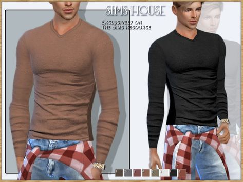 The Sims Resource - MEN'S LONG SLEEVE T-SHIRT Sims 4 Long Sleeve Shirt, Sims 1, Men's Long Sleeve T-shirt, Sims 4 Clothing, Sims House, Maxis Match, The Sims Resource, Sims Resource, Sims 2