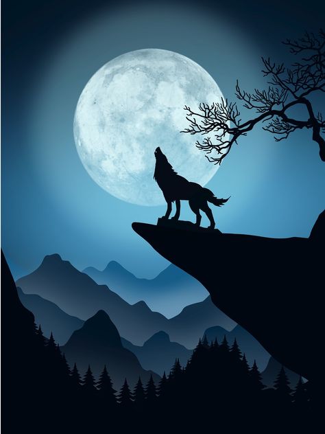 Wolf Moon Drawing, Wolf Moon Painting, Wolf Howling At The Moon Painting, Wolf Silhouette Painting, Howling At The Moon Tattoo, Moon Wolf Art, Wolf Paintings, Full Moon Spells, Wolf And Moon