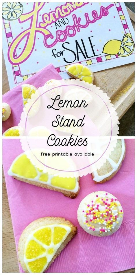 Lemonade Stand Cookies | Free Lemonade Stand Printable with Lemon Cookie Recipe | Decorated Cookies for summer | TodaysCreativeLife.com Lemonade Stand Cookies, Cookies For Summer, Lemon Cookie Recipe, Diy Lemonade Stand, Cookie Recipes Decorating, Lemon Cookie, Lemon Cookies Recipes, Perfect Cookies, Lemon Cookies