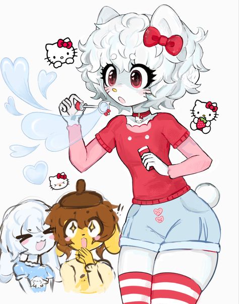 Art Digitalart sanrio hellokitty cuteart aesthetic Sanrio As People Drawing, Anime X Hello Kitty, Hello Kitty Fan Art Human, Human Hello Kitty Fanart, Sanrio Characters As People, Human Hello Kitty Art, Hello Kitty Characters As Humans, Hello Kitty Human Drawing, Hello Kitty Girl Drawing