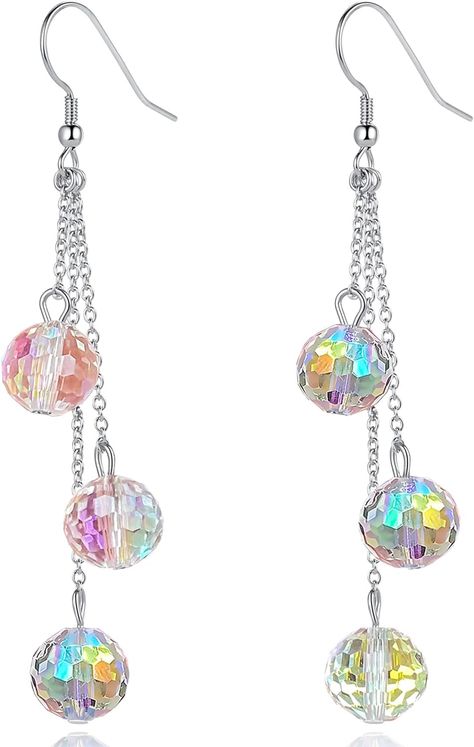 Amazon.com: Fiklon Disco Ball Dangle Earrings for Women Girls, Sparkly Glass Crystal Beads Drop Earrings Disco Jewelry Glitter Faceted Ball Earrings Dangling 925 Sterling Silver Hypoallergenic Earring (a-AB-1): Clothing, Shoes & Jewelry Disco Jewelry, Disco Earrings, Disco Ball Earrings, Crystal Ball Earrings, Earrings Dangling, Prom Earrings, Light Earrings, Ball Earrings, Women's Jewelry Sets