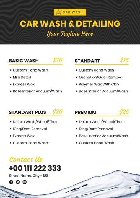 Car Wash Business Plan, Auto Detailing Price List, How To Start A Car Detailing Business, Car Wash Business Ideas, Car Wash Design, Car Detailing Business, Auto Shop Logo, Car Wash Prices, Car Wash Company