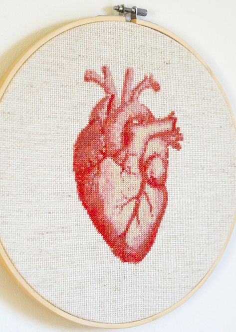 Anatomical Heart Cross Stitch Pattern | Etsy Anatomical Heart Cross Stitch, Stitch Friends, Heart Cross Stitch Pattern, Geeky Cross Stitch, Wedding Sampler, Heart Cross Stitch, Pixel Heart, Floral Cross Stitch Pattern, Embroidery And Cross Stitch