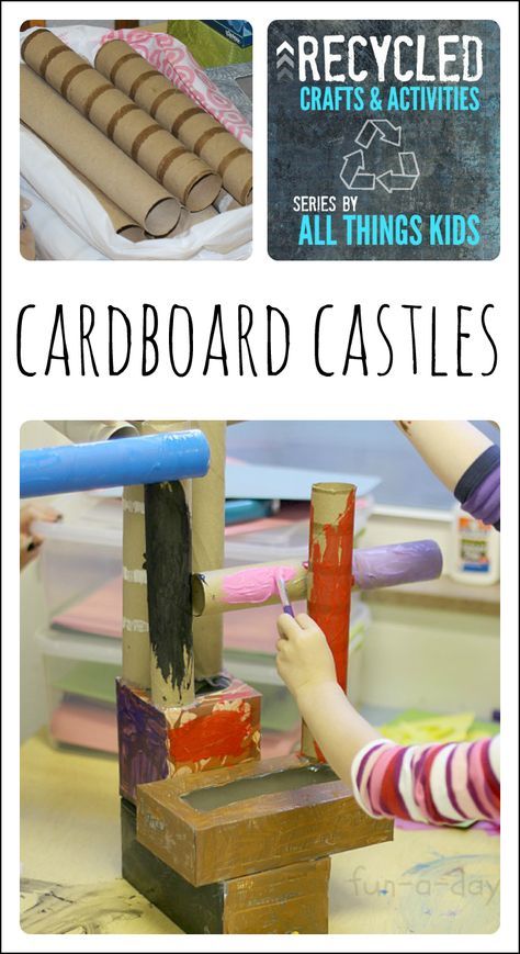 A fun way to use recycled items during a fairy tale theme! Let the children build and create their very own castles. Recycled Art Projects For Kids, Castle Art Projects, Cardboard Castles, Cardboard Castle, Fairytale Theme, Fun Activity For Kids, Recycled Crafts Kids, Fairy Tale Theme, Recycled Art Projects